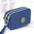 Washed Denim Women's Three-Zip Coin Purse Cosmetic Bag Mobile Phone Bag Handheld Portable Bag Small Square Bag