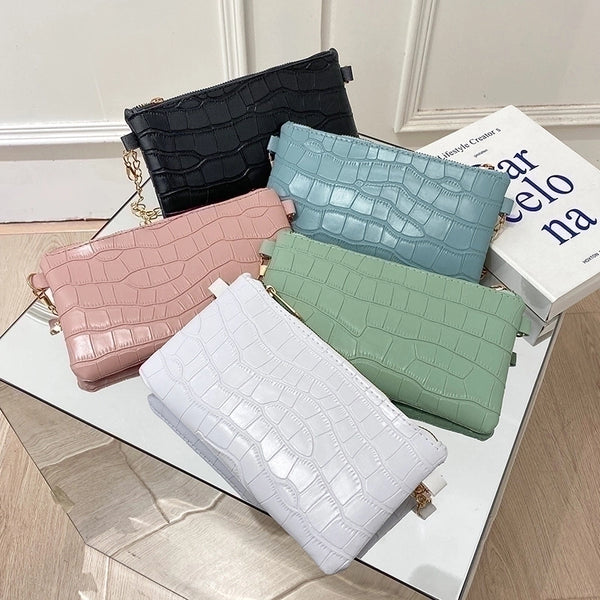 White Green Blue Pu Leather Solid Color Square Evening Bags