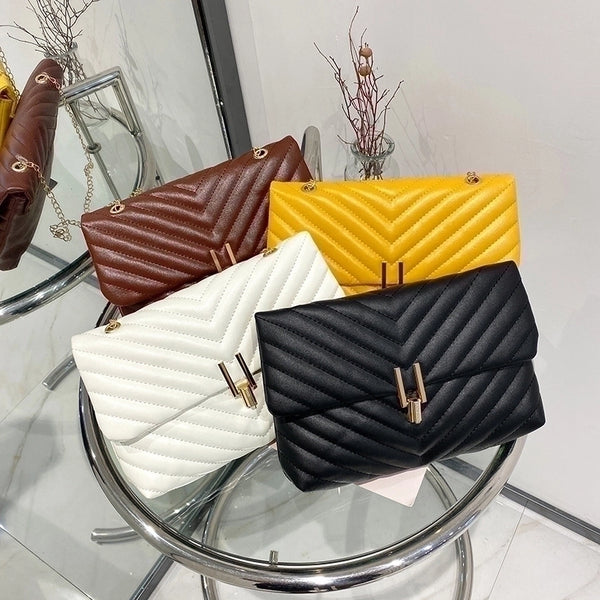 White Yellow Black Pu Leather Geometric Square Evening Bags