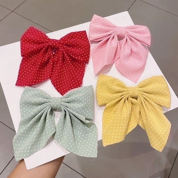 Wholesale Accessories Fabric Wave Dot Bow Hairpin