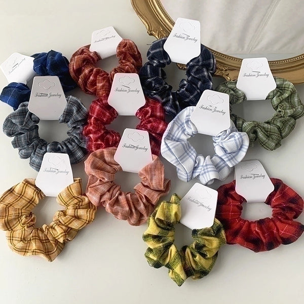 Wholesale Accessories Plaid Cloth Hair Scrunchies