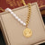 Wholesale Baroque Style Irregular Cross Heart Shape Stainless Steel Imitation Pearl Necklace