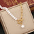 Wholesale Baroque Style Irregular Cross Heart Shape Stainless Steel Imitation Pearl Necklace