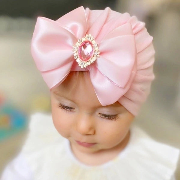 Wholesale Children's Solid Color Big Bow Rhinestone Hedging Hat