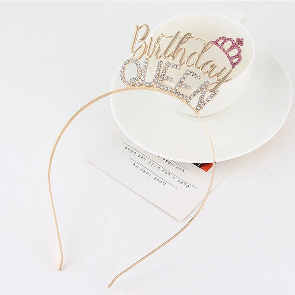 Wholesale  Creative Diamond Letters Headwear Birthday Hair Accessories Wedding Princess Alloy Headband Crown Headband Accessories