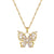 Wholesale Elegant Butterfly Stainless Steel Copper Zircon Pendant Necklace