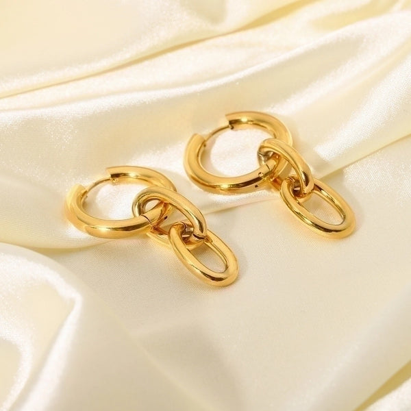 Wholesale Fashion 18k Gold-plated Stainless Steel Gold Chain Earrings