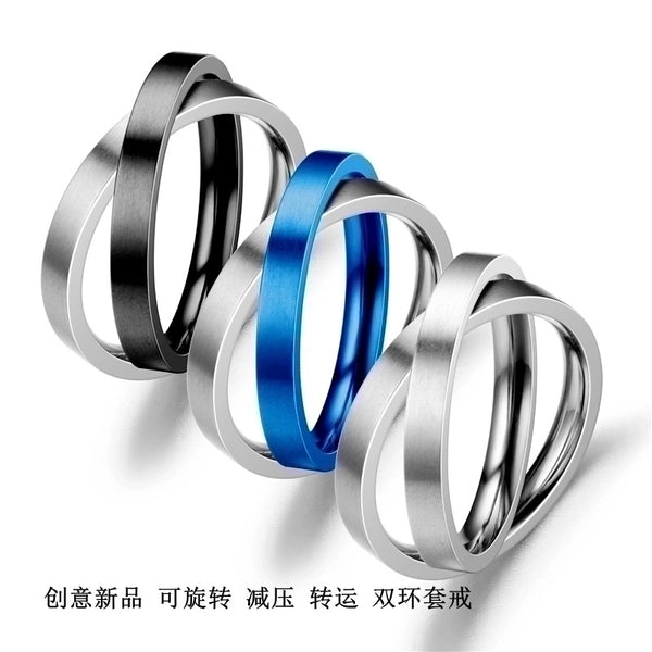 Wholesale Fashion Decompression Rotating Stainless Steel Couple Ring