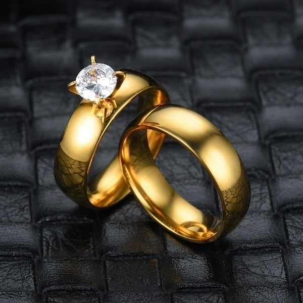 Wholesale Fashion Zircon 18k Gold Titanium Steel Ring