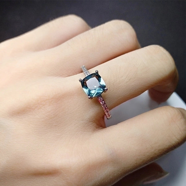 Wholesale Glam Square Copper White Gold Plated Artificial Gemstones Rings