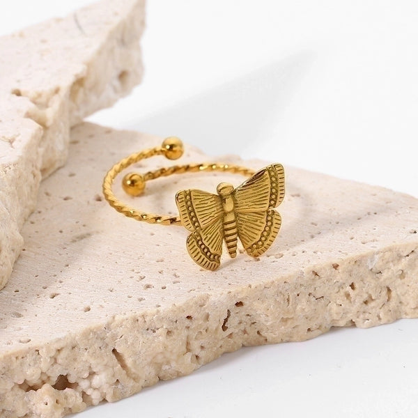 Wholesale Gold-plated Stainless Steel Butterfly Ring