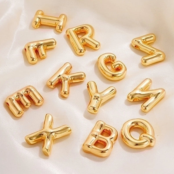 304 Stainless Steel Copper Gold Plated IG Style Minimalist Polishing Plating Letter Charms