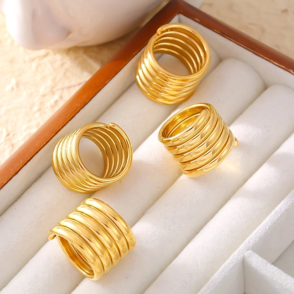 Casual Elegant Modern Style Geometric 304 Stainless Steel 18K Gold Plated Plating Rings