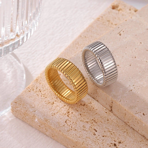 Casual Hip-Hop Commute Geometric 304 Stainless Steel White Gold Plated Gold Plated Patchwork Braid Stainless Steel Rings