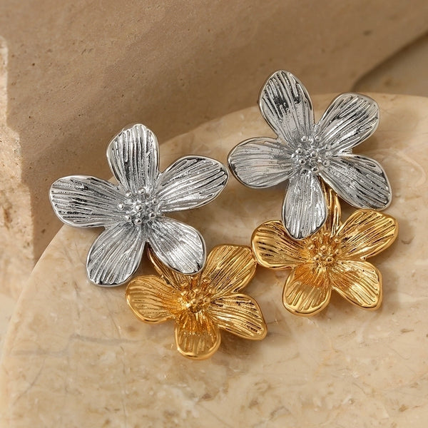 Casual Modern Style Flower 304 Stainless Steel 16K Gold Plated White Gold Plated Gold Plated Jewelry Set