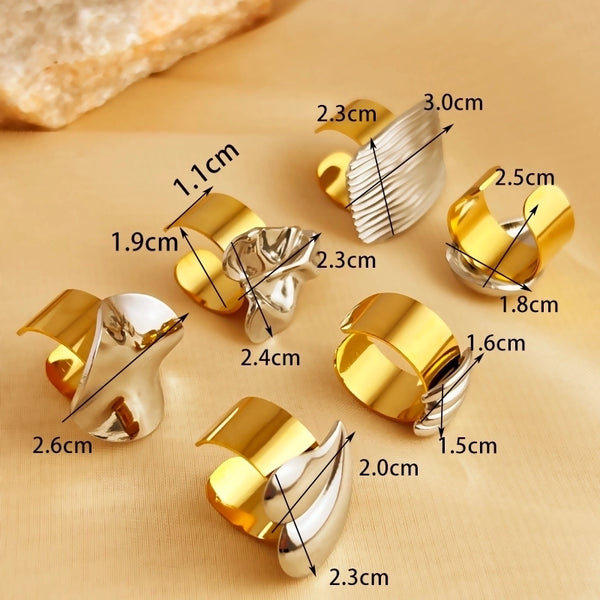 Casual Retro Minimalist Irregular Geometric Heart Shape 304 Stainless Steel 18K Gold Plated Plating Hollow Out Open Rings