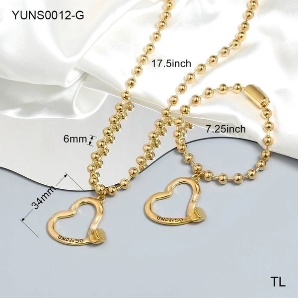 Casual Minimalist Classic Style Heart Shape 304 Stainless Steel 18K Gold Plated Plating Bracelets Necklace