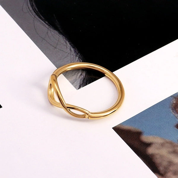 Casual Minimalist Infinity 304 Stainless Steel 18K Gold Plated Hollow Out Rings