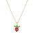 Wholesale Jewelry Cherry Peach Tropical Fruit Pendant Copper Inlaid Zircon Necklace