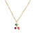 Wholesale Jewelry Cherry Peach Tropical Fruit Pendant Copper Inlaid Zircon Necklace