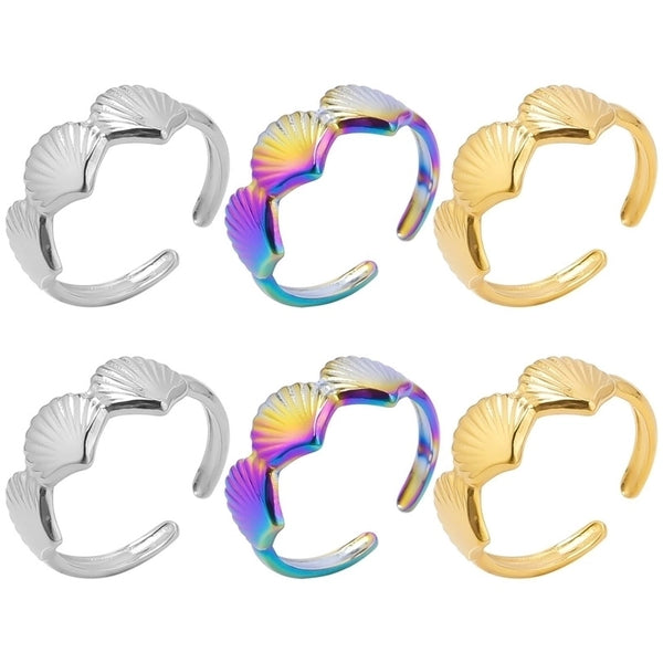 Commute Shell 304 Stainless Steel 18K Gold Plated Plating Rings