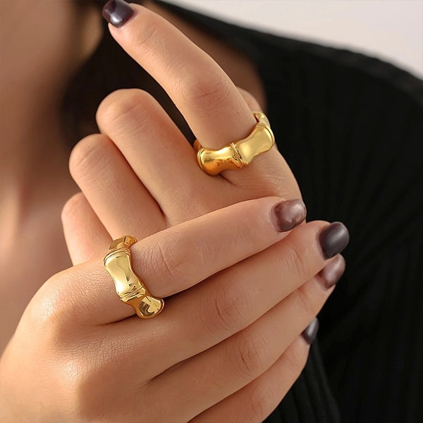 Elegant Preppy Style Sweet Geometric 304 Stainless Steel 18K Gold Plated Rings