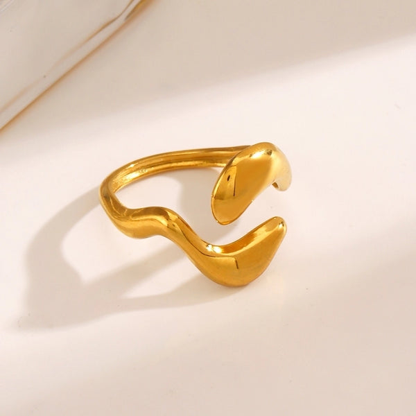 Elegant Minimalist Irregular 304 Stainless Steel 18K Gold Plated Polishing Rings