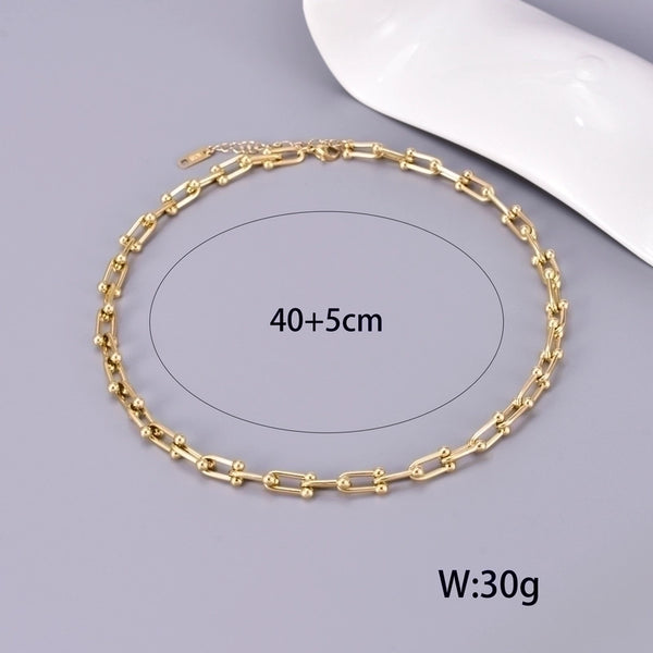 Elegant Minimalist Solid Color 304 Stainless Steel Titanium Steel 18K Gold Plated Plating Necklace