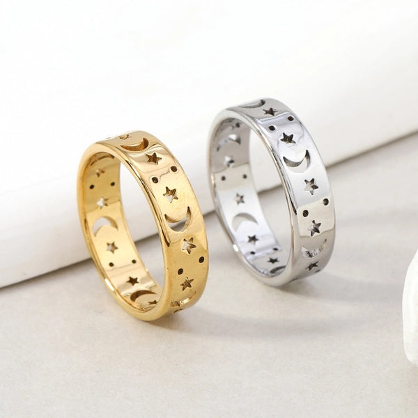 Elegant Star Moon Titanium Steel Rings