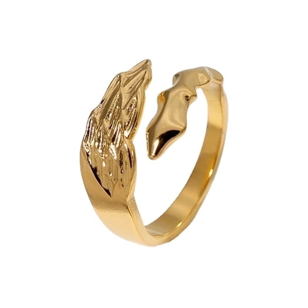 Exaggerated Angel 304 Stainless Steel 18K Gold Plated Asymmetrical Open Rings