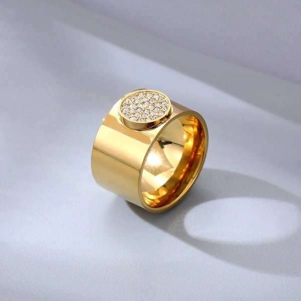 Fashion Geometric 304 Stainless Steel Zircon Plating Rings