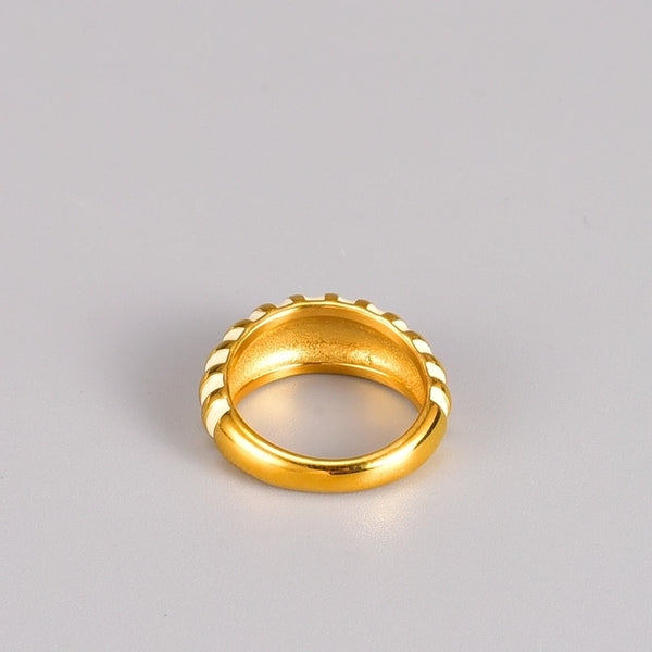 Fashion Geometric Stripe 304 Stainless Steel Titanium Steel 18K Gold Plated Enamel Gold Plated Rings