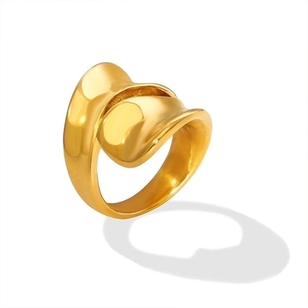 Fashion Irregular Solid Color 304 Stainless Steel 18K Gold Plated Plating Hollow Out Rings