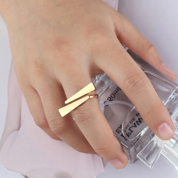 Fashion Solid Color 304 Stainless Steel 18K Gold Plated Plating Rings