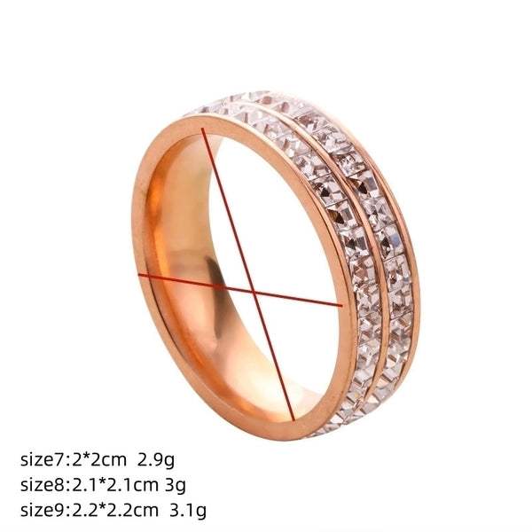 Fashion Solid Color 304 Stainless Steel Zircon Inlay Stainless Steel Rings