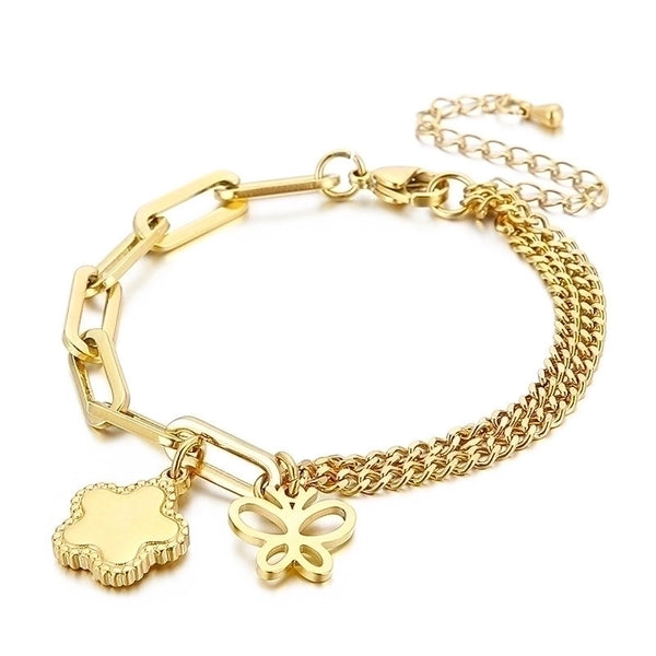 Wholesale Jewelry Flower Butterfly Pendant Stainless Steel Bracelet