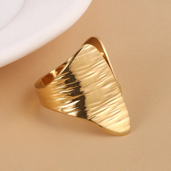 French Style Solid Color 304 Stainless Steel 14K Gold Plated Open Rings