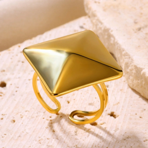 Hip-Hop Exaggerated Minimalist Rhombus 304 Stainless Steel Open Rings