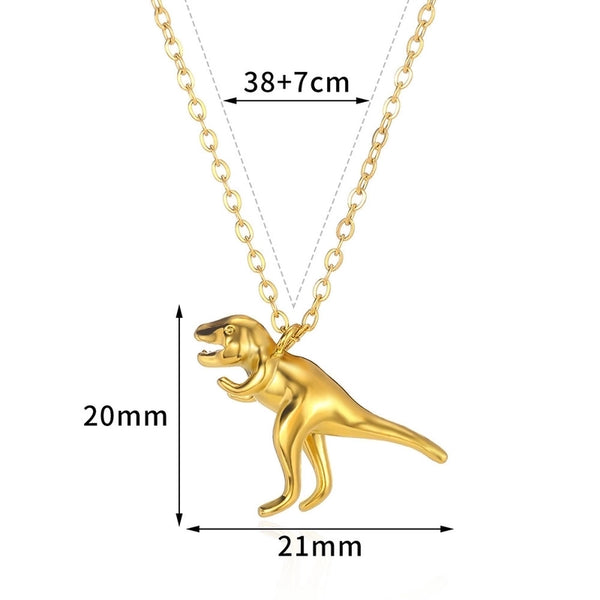 IG Style Dinosaur 304 Stainless Steel 18K Gold Plated Pendant Necklace