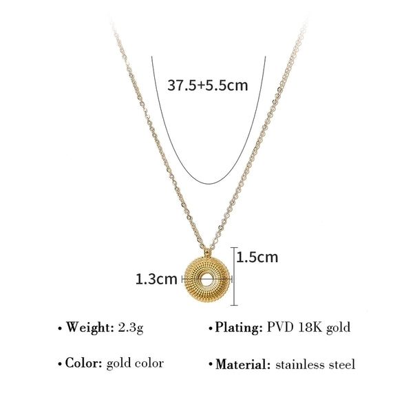 IG Style French Style Circle 304 Stainless Steel 18K Gold Plated Plating Pendant Necklace