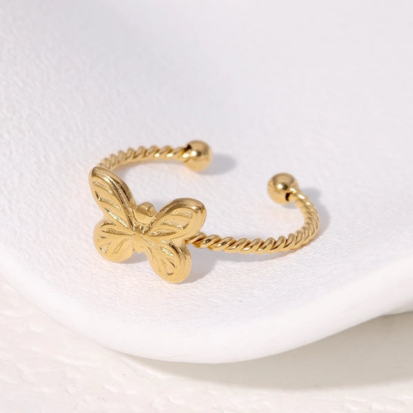 IG Style Modern Style Minimalist Butterfly 304 Stainless Steel 18K Gold Plated Open Rings