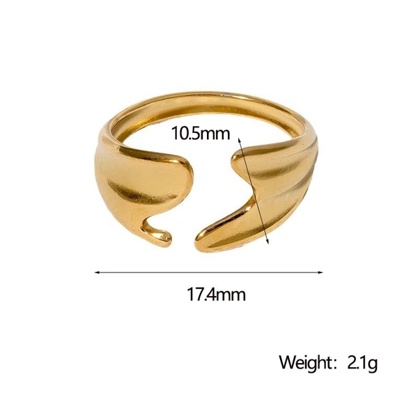 IG Style Modern Style Minimalist Irregular 304 Stainless Steel 18K Gold Plated Open Rings