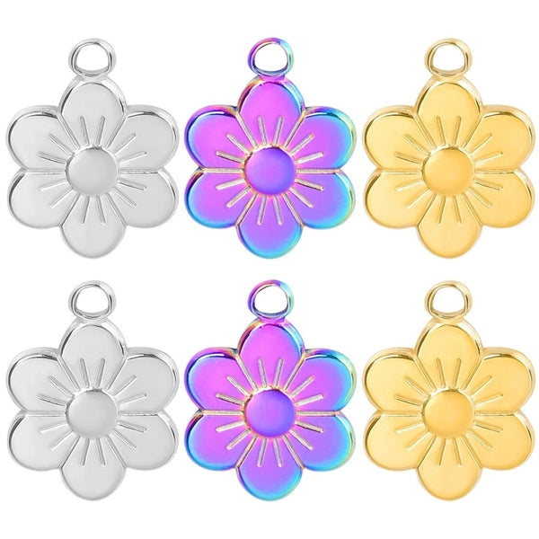 IG Style Sweet Flower 304 Stainless Steel 18K Gold Plated Pendant Necklace Necklace Pendant