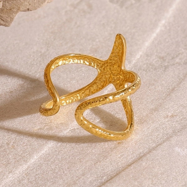 Luxurious Minimalist Classic Style Starfish 304 Stainless Steel Open Rings