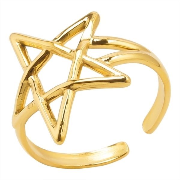 Modern Style Star 304 Stainless Steel 18K Gold Plated Plating Open Rings