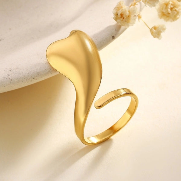 Novelty Sweet IG Style Heart Shape Flower 304 Stainless Steel Open Rings