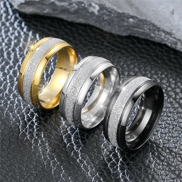 Punk Minimalist Round Titanium Steel 18K Gold Plated Rings