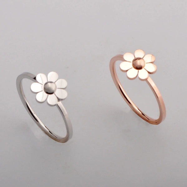 Romantic Modern Style Sweet Flower 304 Stainless Steel 18K Gold Plated Rings