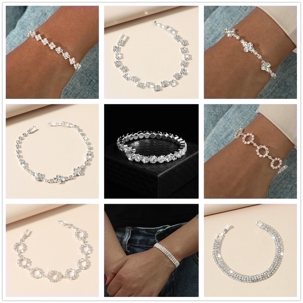 Wholesale Jewelry Simple Four-leaf Clover Rhinestone Titanium Steel Bracelet