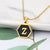 Wholesale Jewelry Simple Hexagon 26 Letter Pendant Stainless Steel Necklace